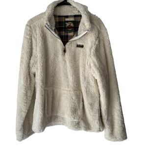 James Patrick Great Moose Pullover Mens Large White Fleece Sherpa Jacket Cozy